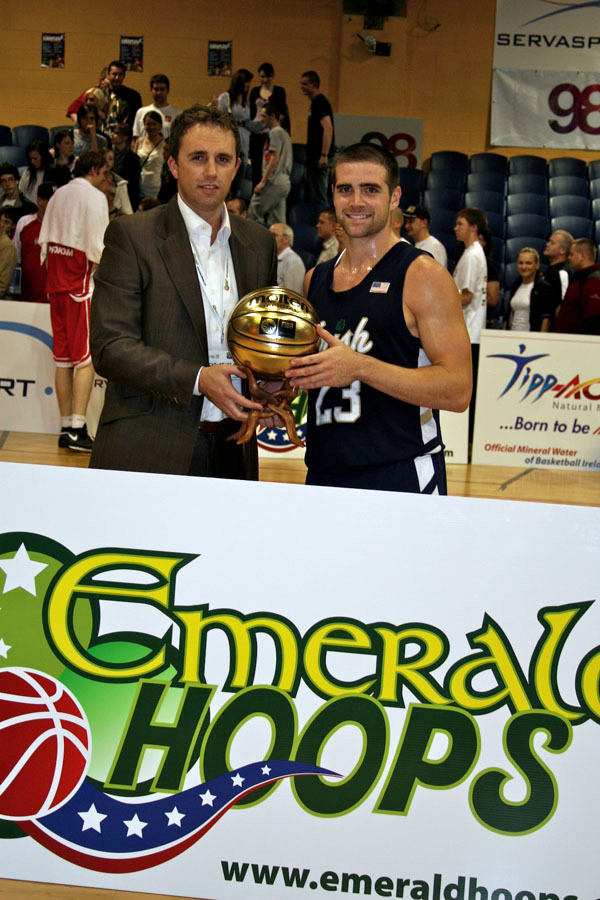 Kyle McAlarney Diary Entry From Ireland – Day 10 For the second night in a row, senior guard Kyle McAlarney earned an impressive piece of hardware after being named MVP in Notre Dame's 88-76 win over Poland. <i>(photo by Tish Brey)</i>