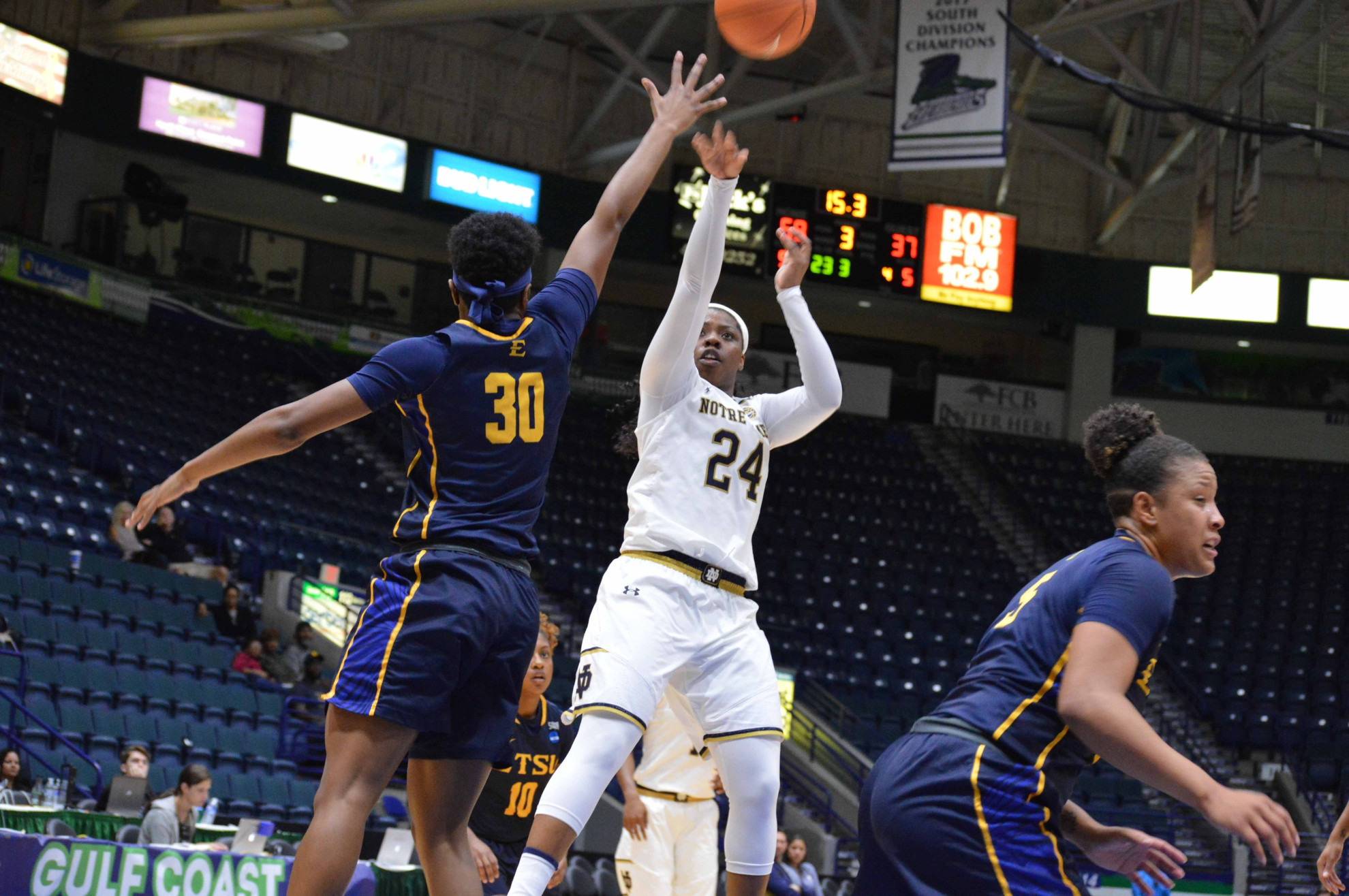 No. 6/6 Notre Dame Stymies ETSU in 77-46 Win No. 6/6 Notre Dame Stymies ETSU in 77-46 Win