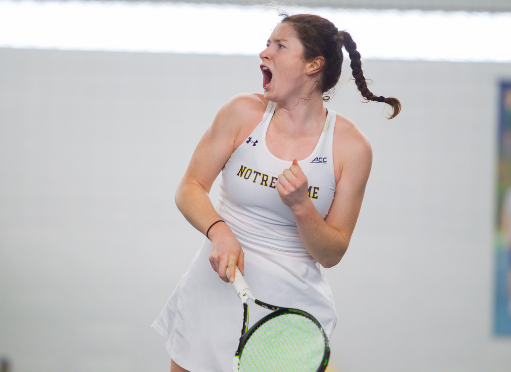 Bess Waldram during the ACC match between University of Notre Dame vs. University of Louisville at Eck Center on March 8, 2019 in South Bend, Indiana.