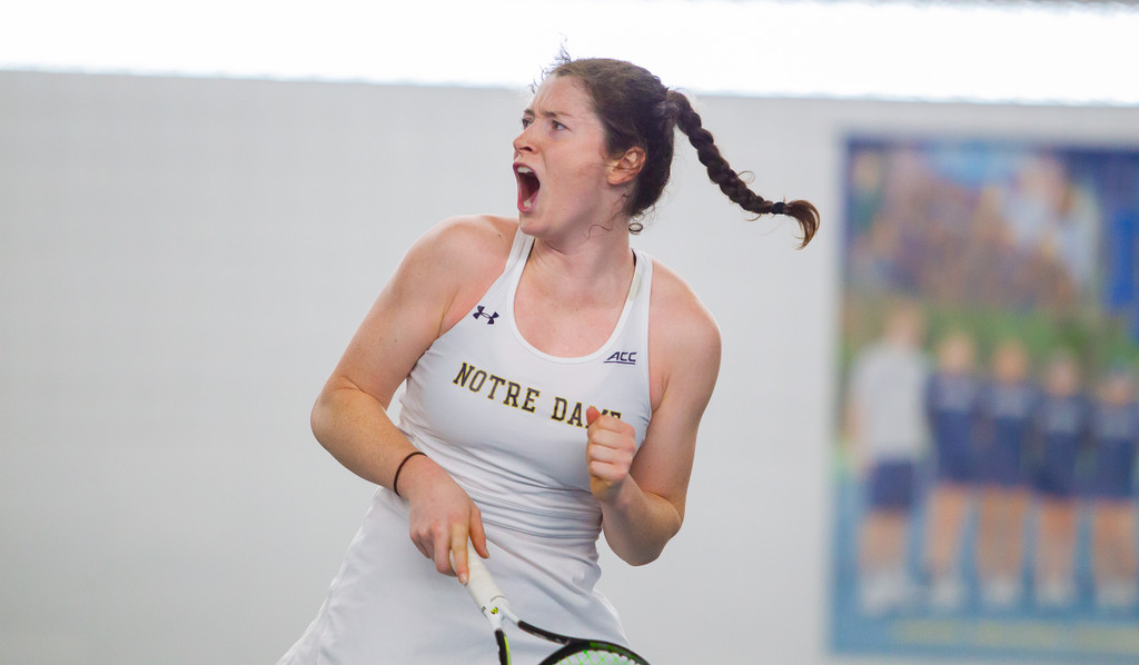 Bess Waldram during the ACC match between University of Notre Dame vs. University of Louisville at Eck Center on March 8, 2019 in South Bend, Indiana.