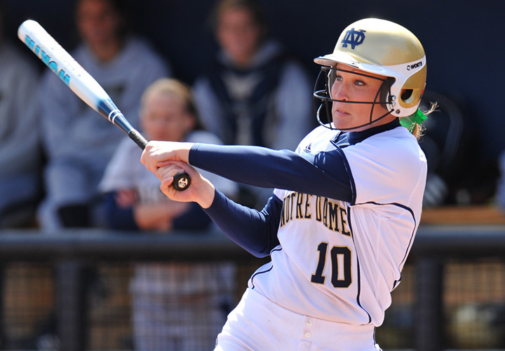 Irish And Blue Demons Split Rivalry Clash Christine Lux moved up on Notre Dame's all-time home run list with two dingers against No. 22 DePaul.