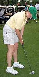 Prize Winners At Annual Monogram Club Golf Outing Former Irish golfer and current Monogram Club board member Katie King Doree ('98) won the longest drive contest on hole #17.