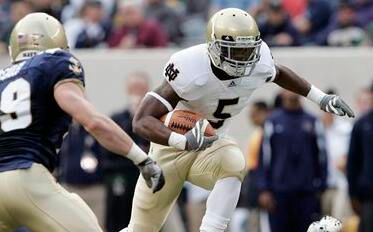 Armando Allen rushed for 66 yards and added 24 receiving yards against Navy.