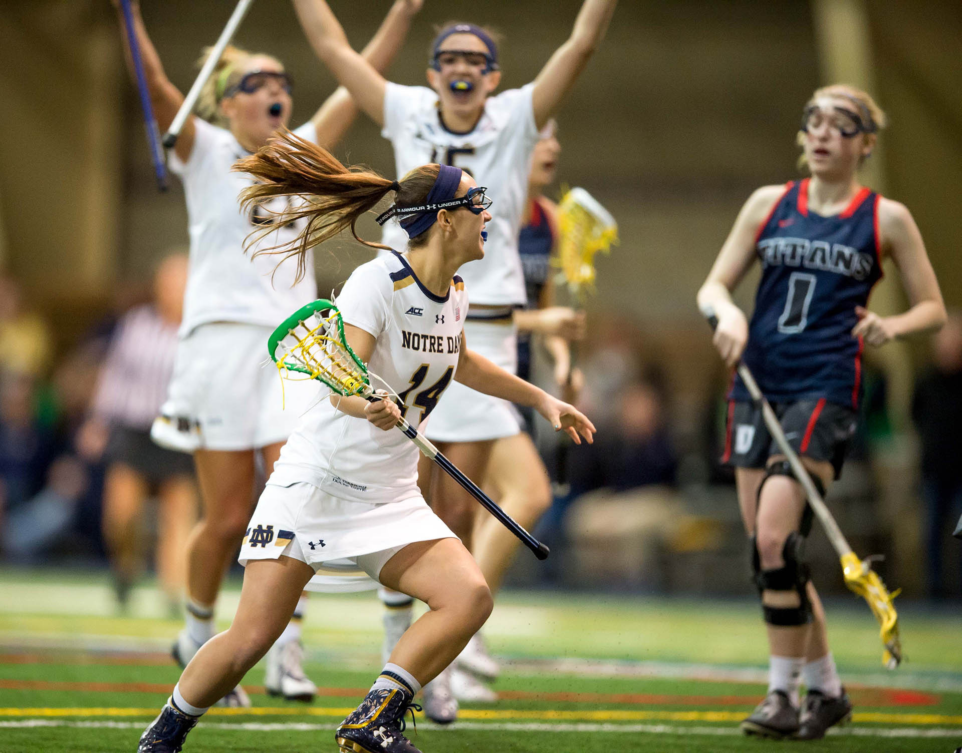 No. 12 Notre Dame Rolls Past California, 17-7 Heidi Annaheim had three goals and two assists to help Notre Dame past Cal.