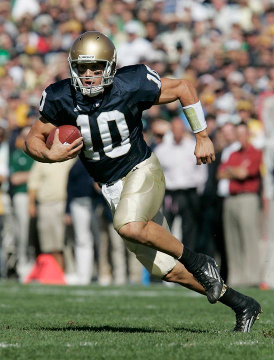 Brady Quinn threw for 304 yards and two touchdowns while leading Notre Dame to the game-winning touchdown with :27 seconds remaining on Saturday against UCLA.