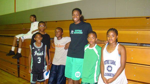 Notre Dame women's basketball players (including fifth-year senior forward Devereaux Peters) will be tipping off the third year of their 'Spirit of Giving' community outreach program this weekend.