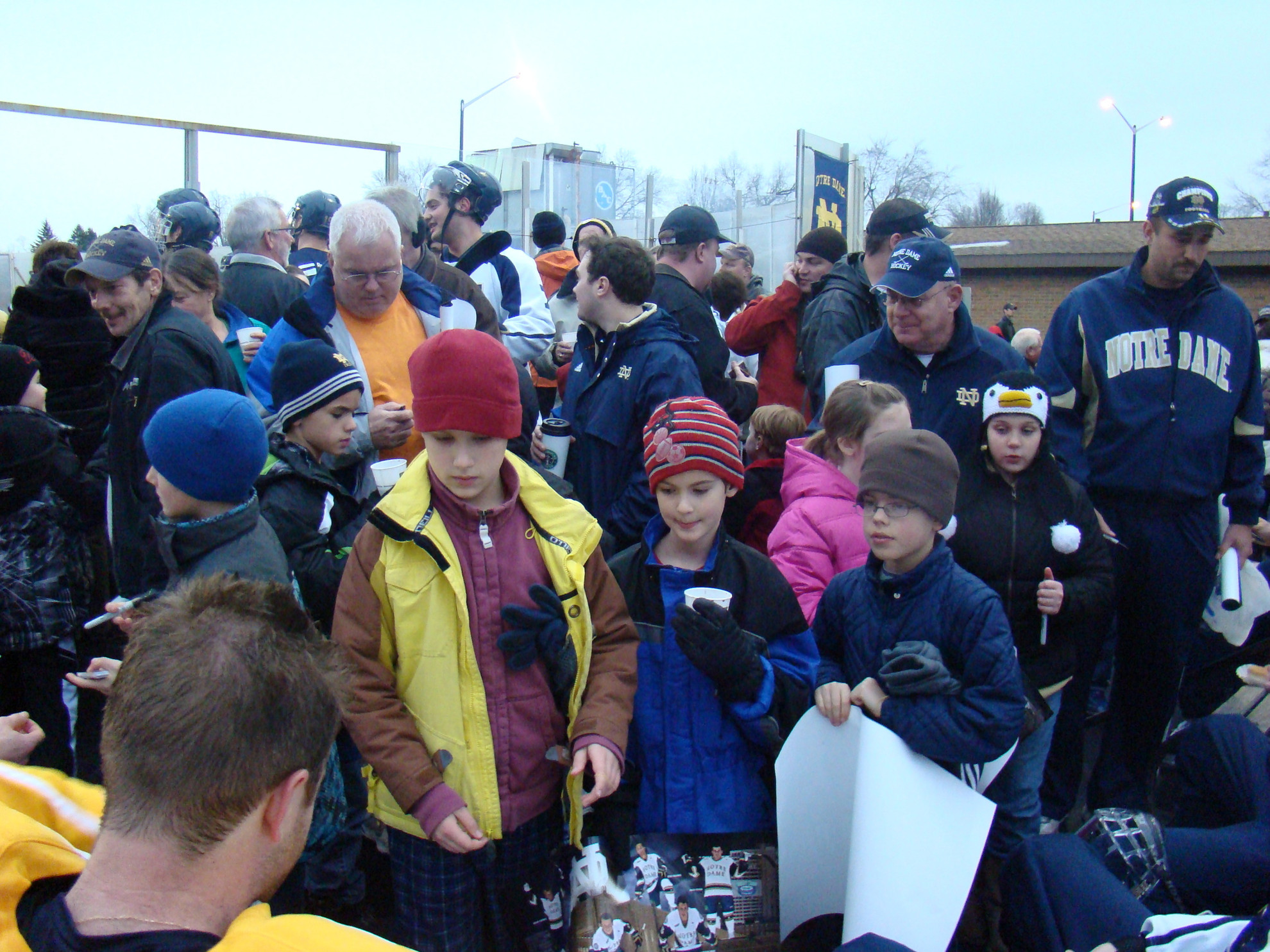 Irish Hockey To “Practice On The Pond,” Saturday, Jan. 5 The Irish sign autographs for the fans at the 2012