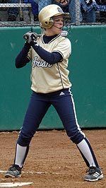 Katie Laing ened up two for three with an RBI in Notre Dame's 4- 1 victory over Pittsburgh in the quarterfinals of the BIG EAST Championship on Saturday, May 13th.