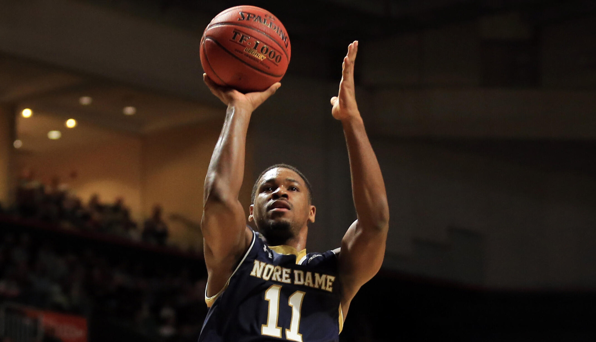 Notre Dame Falls at No. 17/15 Miami 79-70 Feb 3, 2016; Coral Gables, FL, USA; Notre Dame Fighting Irish guard Demetrius Jackson (11) shoots. Credit: Steve Mitchell-USA TODAY Sports