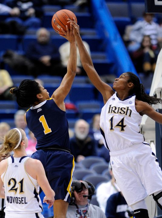 Notre Dame fifth-year senior forward/tri-captain Devereaux Peters has been selected as one of five finalists for the 2012 WBCA Division I Defensive Player of the Year award, it was announced Monday by the WBCA.