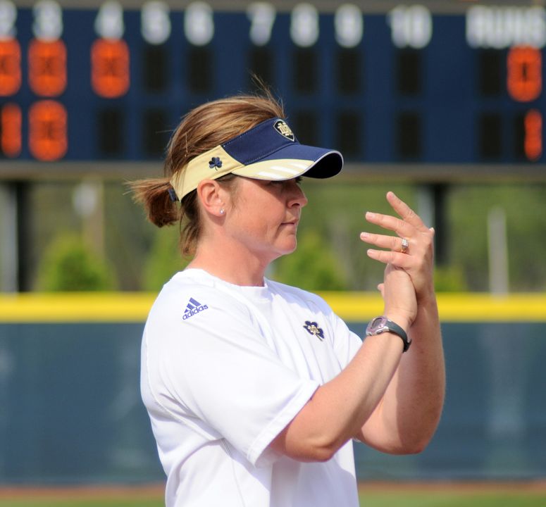Notre Dame softball head coach Deanna Gumpf received a surprise honorary Monogram at Saturday's dedication event.