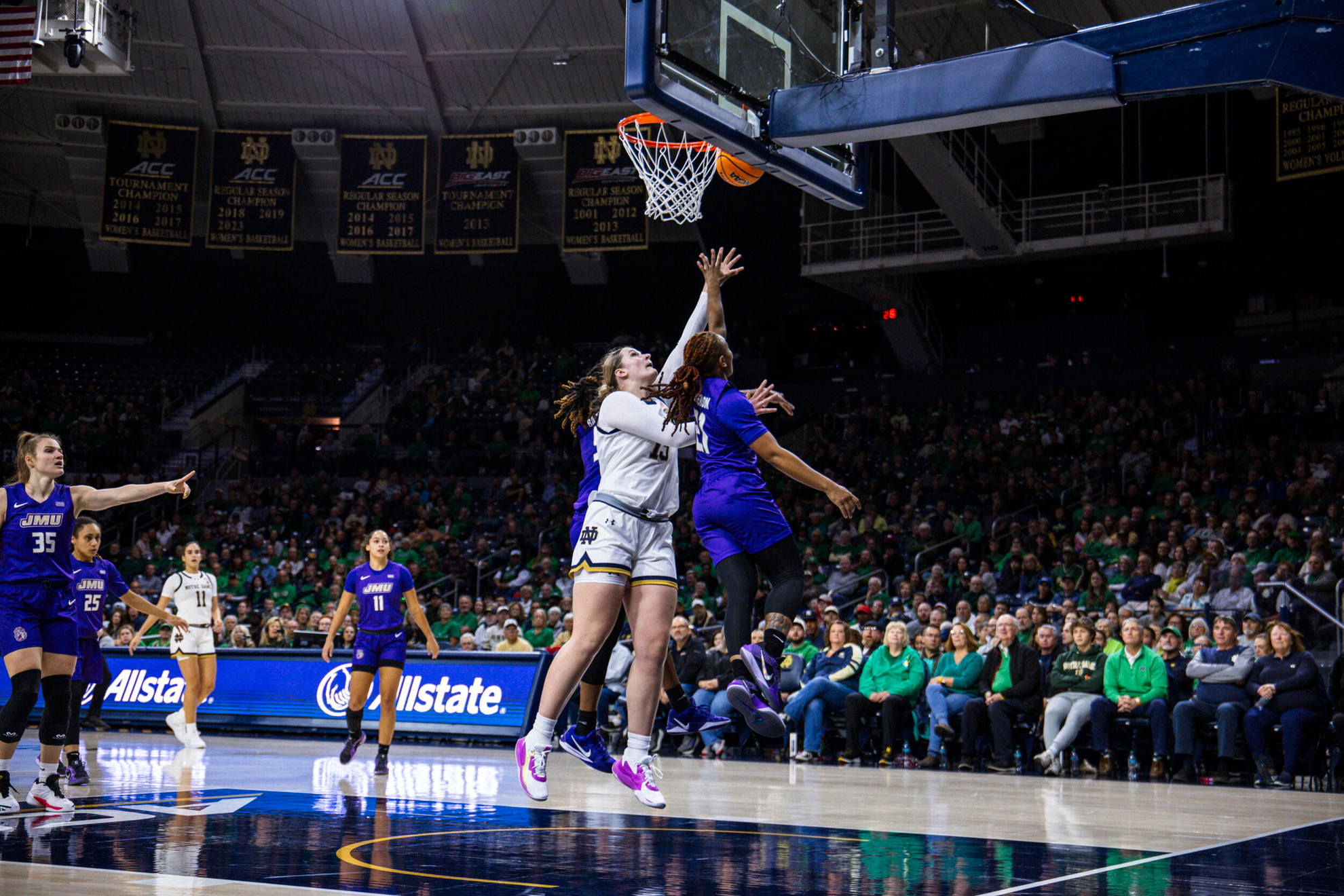 Koval Has 6 Blocks And 16 Rebounds To Lead Irish Past Dukes, 92-46 Koval Has 6 Blocks And 16 Rebounds To Lead Irish Past Dukes, 92-46