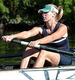 Danielle Stealy helped the second varsity four boat to a first-place finish at Saturday morning's regatta in Boston.