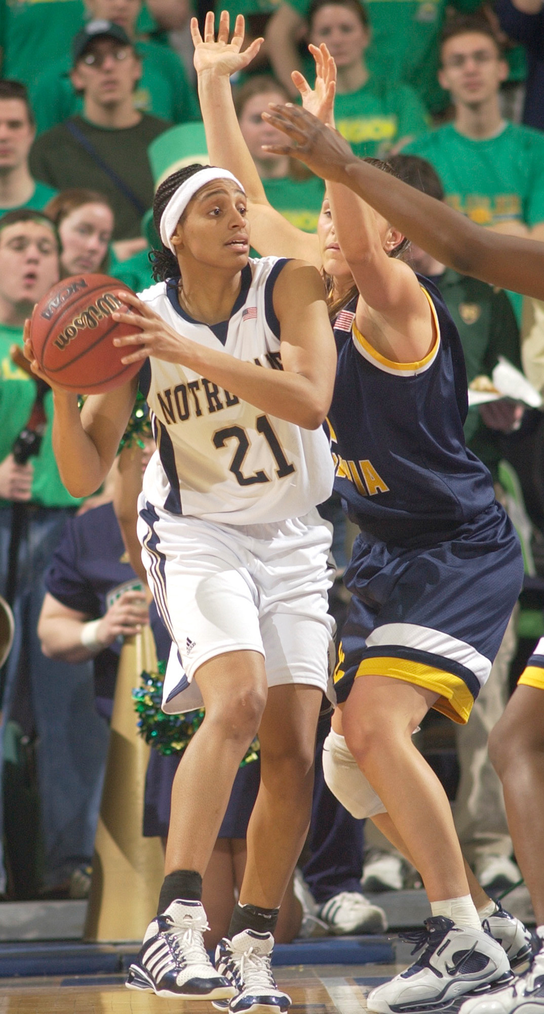 No. 10 Notre Dame Rolls Over West Virginia, 82-57 Jacqueline Batteast attempts to throw a pass around West Virginia guard Meg Bulger during first half action.