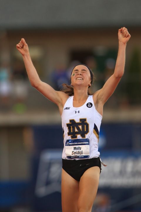 Junior Molly Seidel won the 10,000 meters at the NCAA Outdoor Championships, the first women's track title in Notre Dame history.