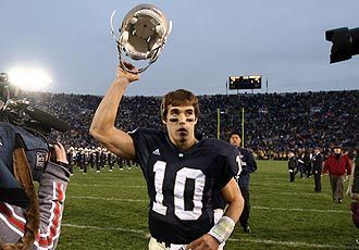 Brady Quinn won the Sammy Baugh Award on Tuesday, Dec. 6, he also is a finalist for the O'Brien Trophy, Maxwell Trophy and Walter Camp Trophy.