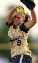 A focused and determined Brittney Bargar pitched the Irish to the semifinals of the BIG EAST Softball Tournament with her win over Connecticut