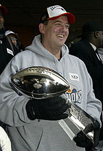 Charlie Weis Press Conference Transcript (Jan. 7, 2005) New Notre Dame football coach Charlie Weis (shown here at last year's Super Bowl celebration parade) earned yet another Super Bowl ring, as his New England Patriots won that game for the second straight season and the third time in four years.
