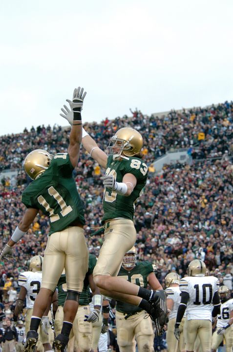 Under head coach Charlie Weis, Notre Dame wore green jerseys three times.  In the second year under Weis, and in the team&amp;#8217;s final regular season home game of the 2006 campaign, the Irish defeated Army 41-9 and went on to finish the season with a 10-3 record.