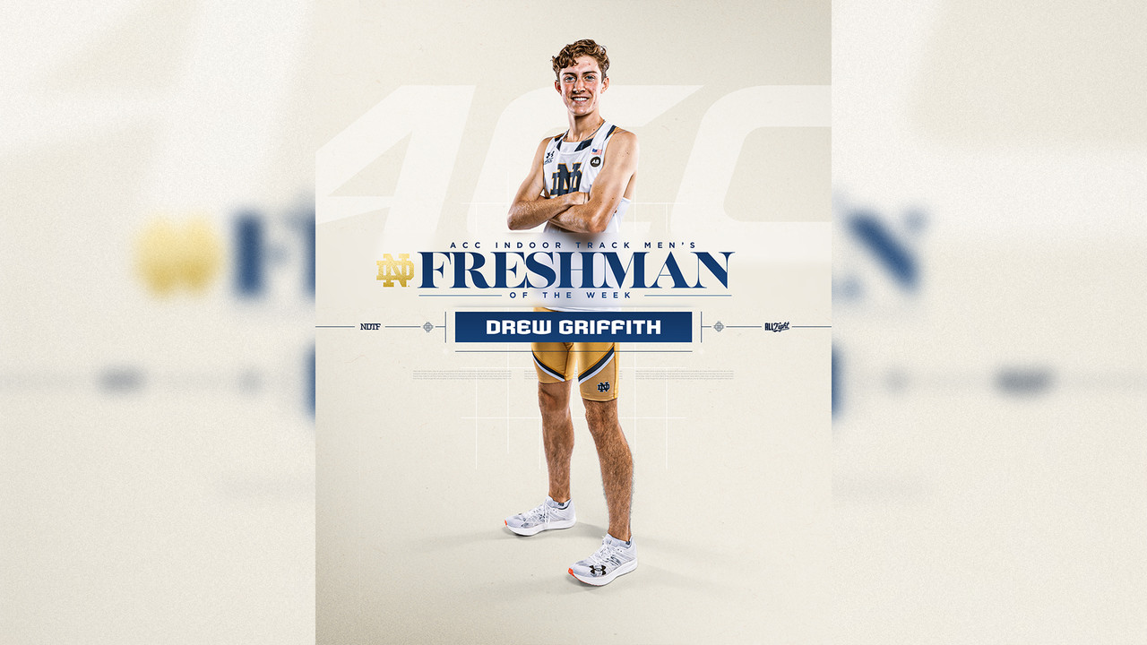 Graphic of Drew Griffith with text for ACC Freshman of the Week