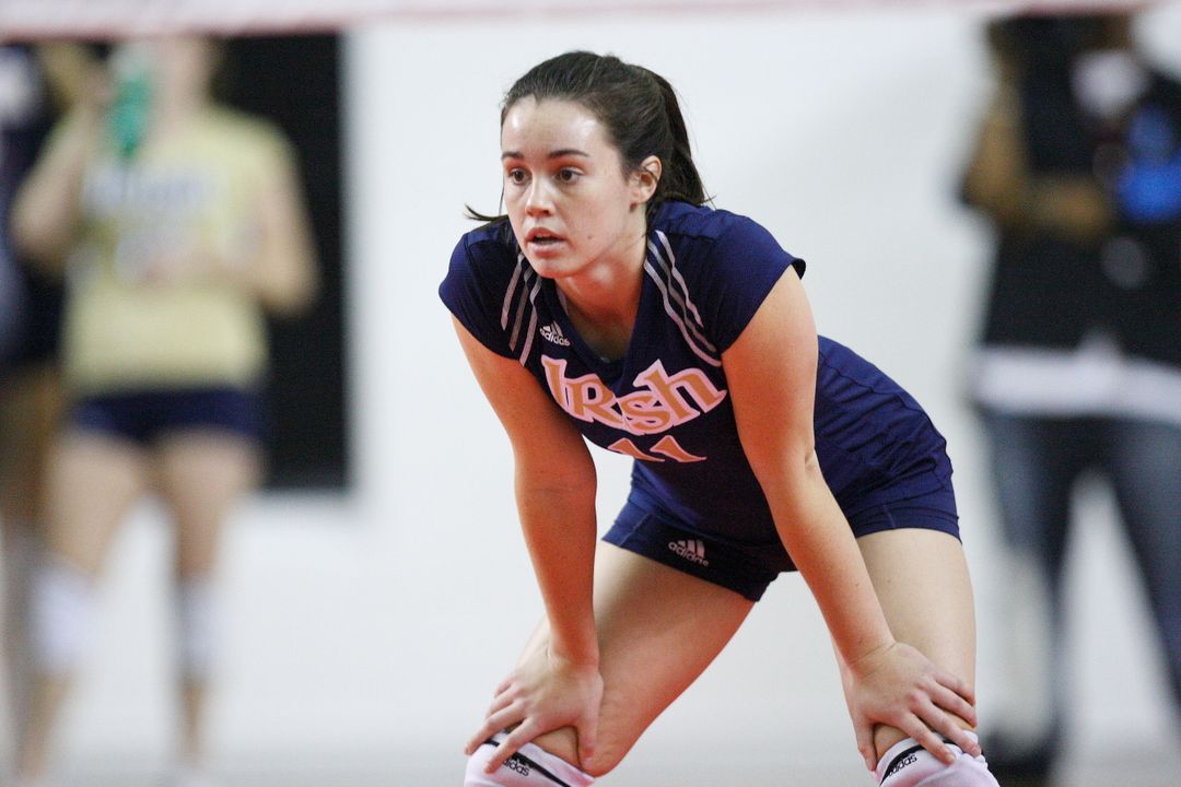 Junior libero Angela Puente came off the bench for the Irish against Tennessee and recorded 11 digs along with a kill.