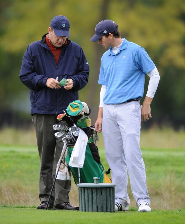 Head coach Jim Kubinski (left) and the Irish have ascended into the Golfstat rankings for the first time since 2005, earning the 20th spot in the most recent poll.