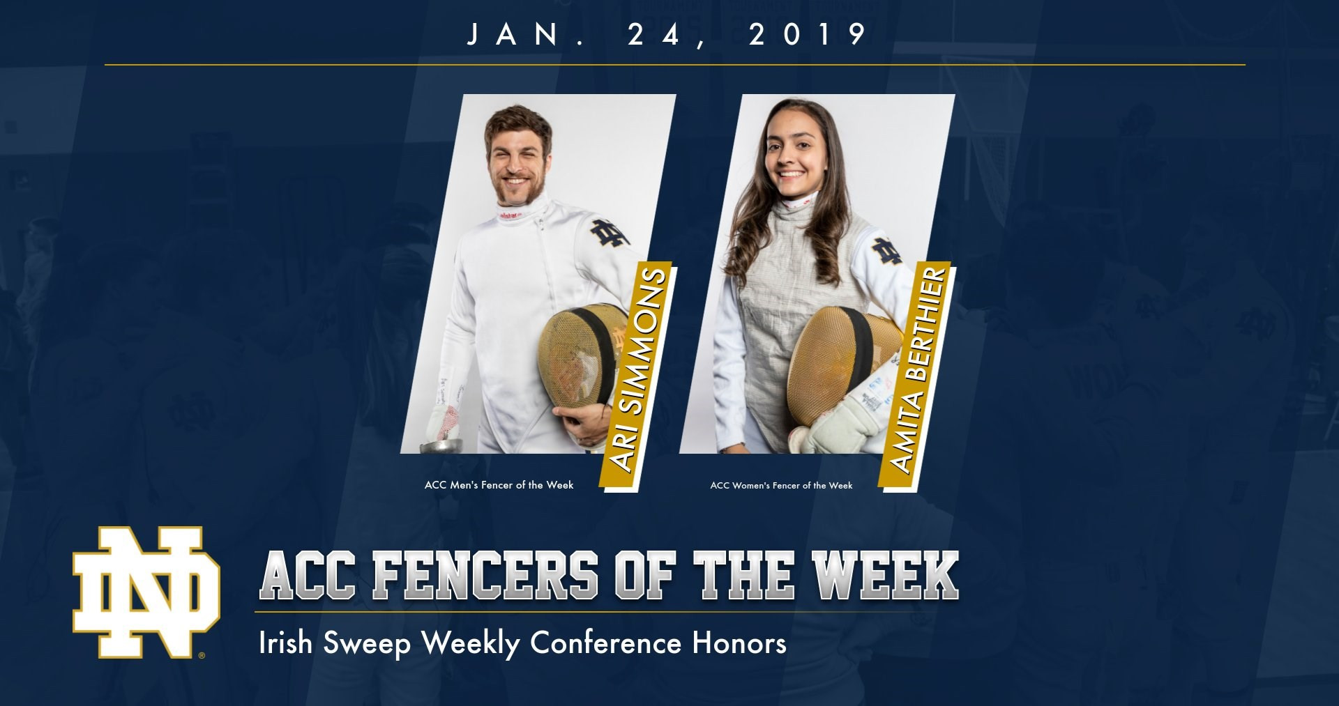 Berthier, Simmons Snare ACC Weekly Accolades ACC Fencers of the Week