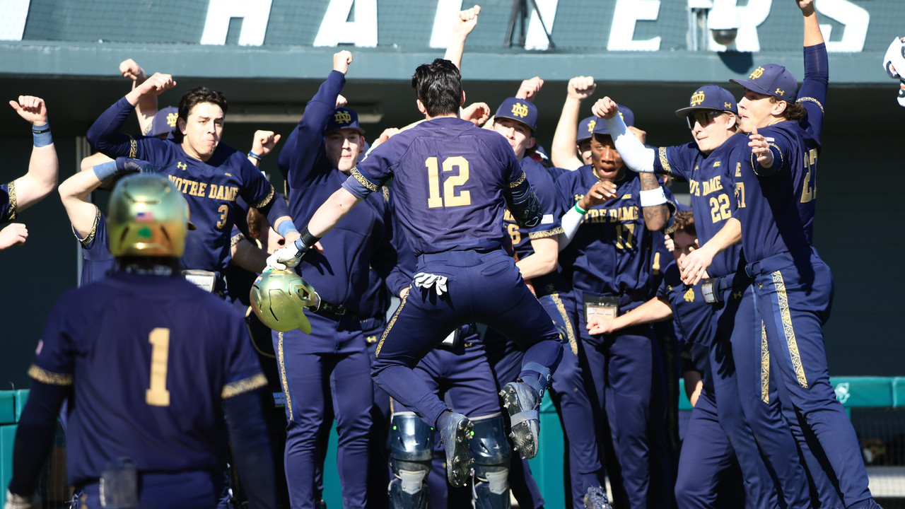 The team celebrates a home run.