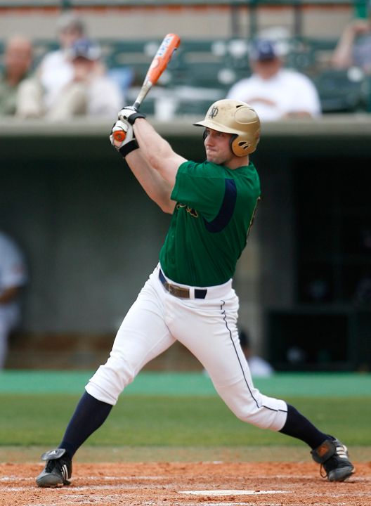 Senior Evan Sharpley pounded his third home run of the season in the sixth inning Monday to give the Irish a 5-1 lead.