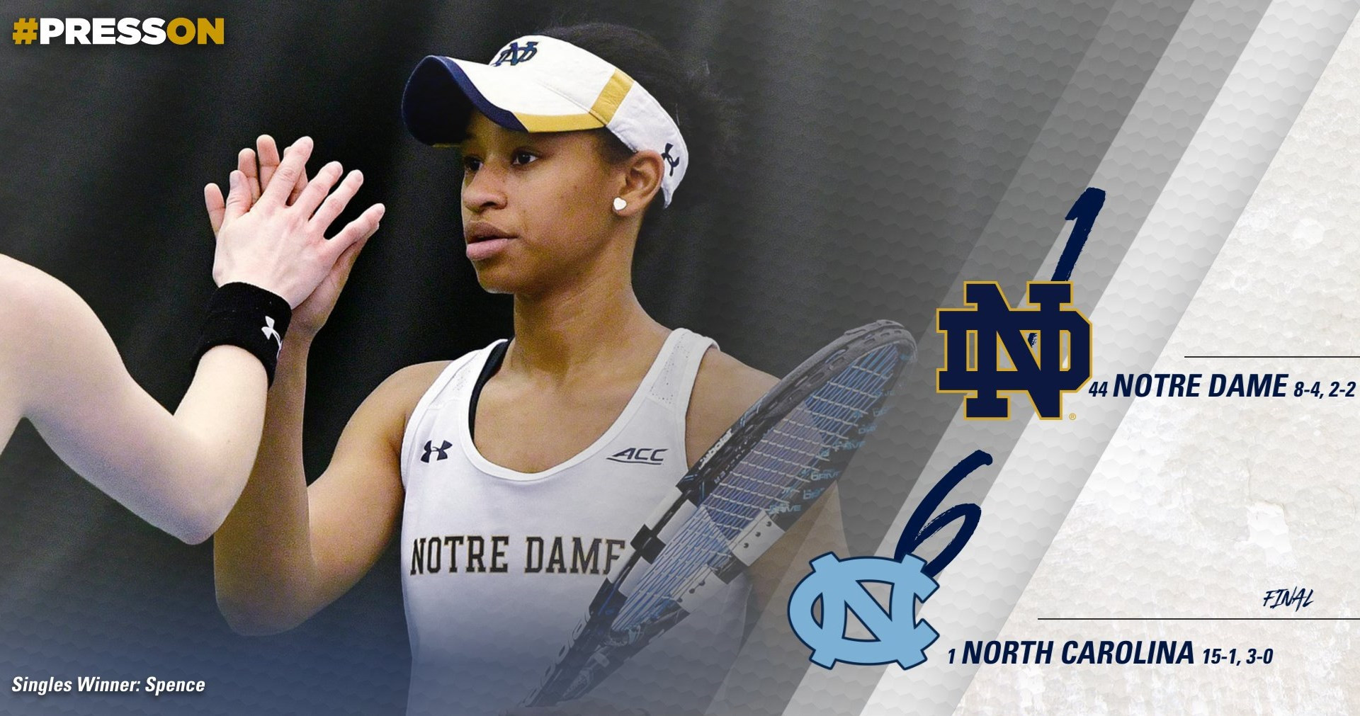 Spence Scores Top-10 Win As Irish Fall To No. 1 UNC North Carolina Recap