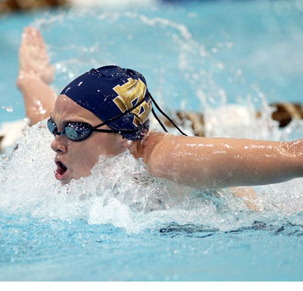 Freshman Katie Casey has the top time for the Irish in the 200 butterfly.