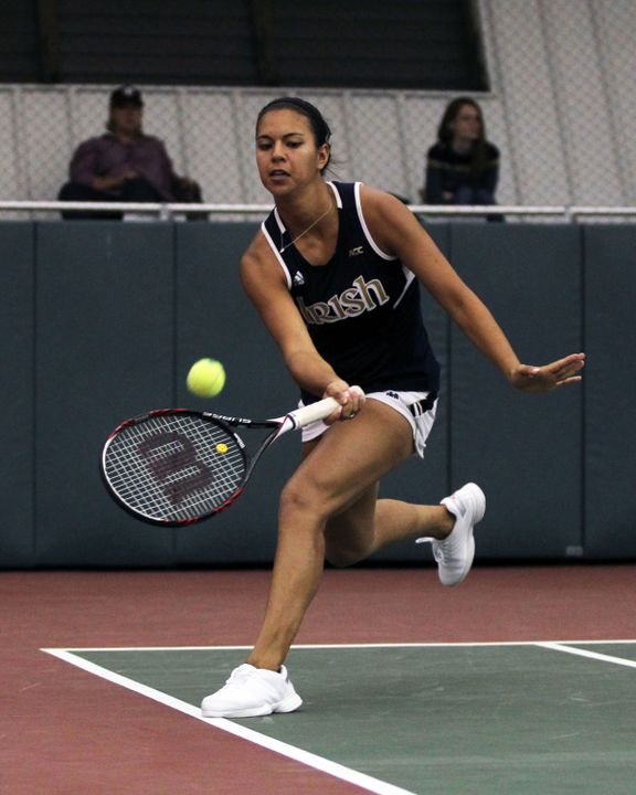 Senior Britney Sanders won her match against Mary Anne Daines at No. 1 singles, 1-6, 6-4, 6-2