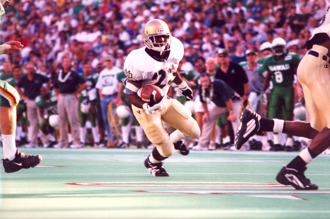 Autry Denson led the Irish to appearances in the Fiesta (1995), Orange (1996), Independence (1997) and Gator (1999) during his career.  He earned MVP honors at the '99 Gator Bowl when he rushed for 130 yards and scored three touchdowns.