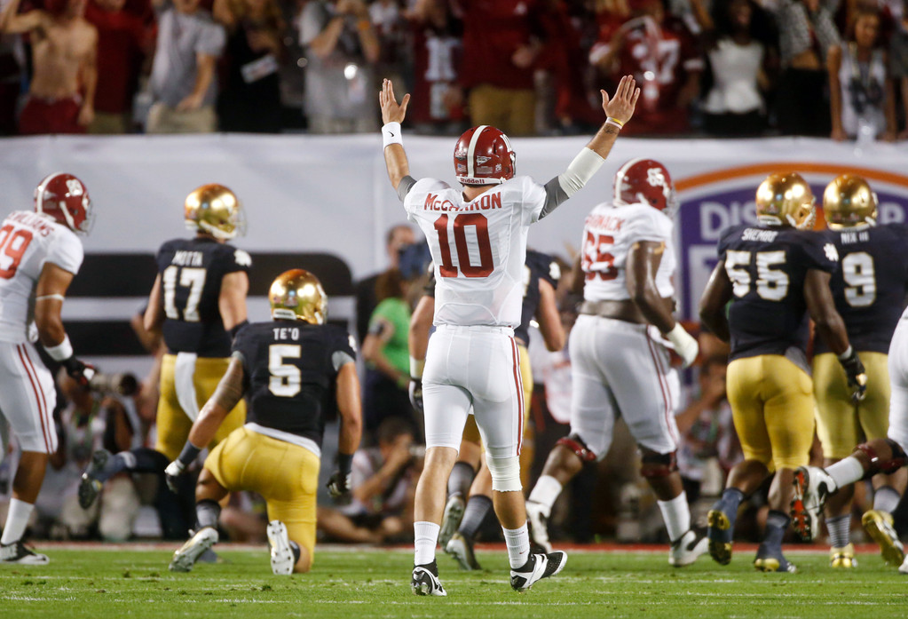 Irish Title Hopes Halted By Crimson Tide, 42-14 (AP)