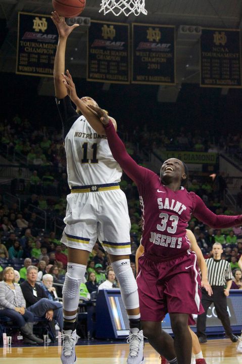 The return of 6-foot-3 freshman forward Brianna Turner played a key role in Notre Dame's renewed intensity on defense in its 64-50 win over Saint Joseph's Sunday afternoon at Purcell Pavilion.