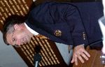 Joe Restic - pictured during his introduction of Notre Dame football coach Charlie Weis at the 2005 Monogram Club dinner - has joined the presidential rotation and will serve as Monogram Club president from 2009-11.