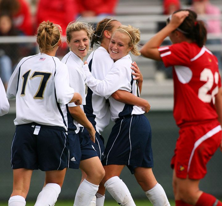 Ashley Jones (far right) will be one of three California natives who will have the chance to return to their home state in 2007, when the Notre Dame women's soccer team makes its familiar appearance in the Santa Clara Classic.
