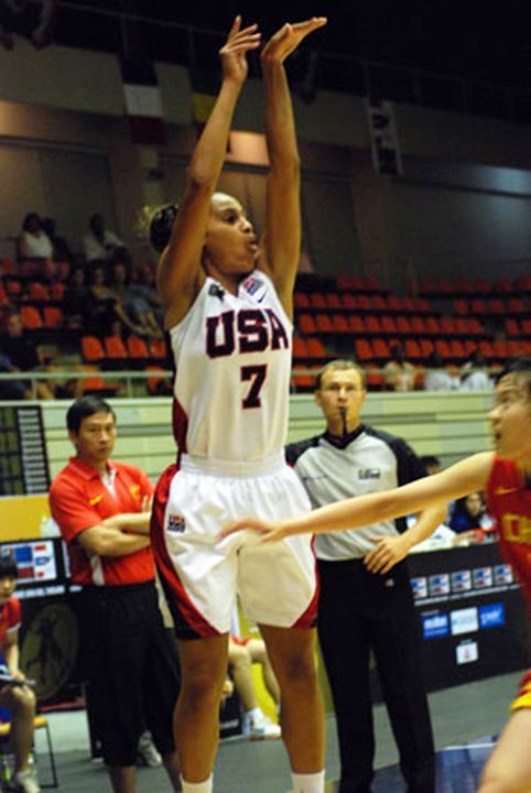 Notre Dame incoming freshman guard and United States co-captain Skylar Diggins scored 14 of her team-high 16 points in the second half, including seven in a critical third-quarter surge, as the USA U19 National Team advanced to the semifinals of the FIBA World Championships with an 88-75 win over France on Friday in Bangkok, Thailand.