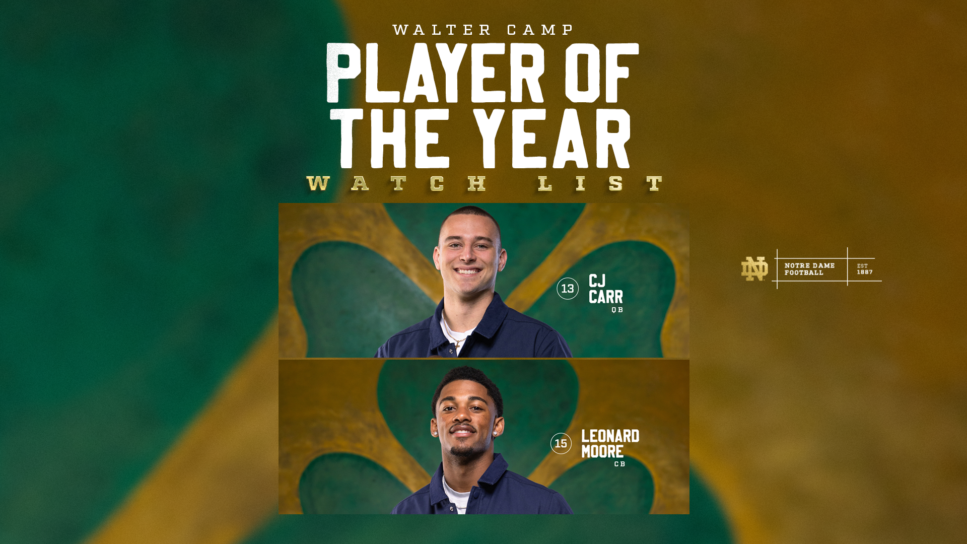 Carr, Moore Selected to Walter Camp Player of the Year Award Watch List Carr, Moore Selected to Walter Camp Player of the Year Award Watch List