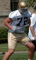 Freshman Paul Duncan, shown here during preseason practice, was one of the 17 Irish freshman players available to the media for the first time on Monday, Aug. 22.