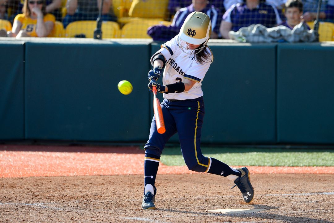 Freshman Morgan Reed reached base safely in five of her seven plate appearances Saturday, driving in four Notre Dame runs during a doubleheader sweep of Boston College
