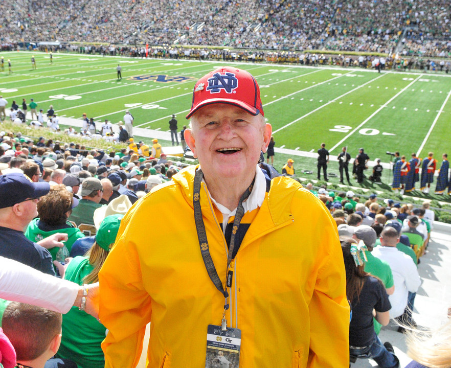 Carl 'Bud' Schmitt has attended every Notre Dame home football game since 1956, a streak of more than 335 games, and he will be in the stands as usual for Saturday's matchup against Massachusetts at Notre Dame Stadium.