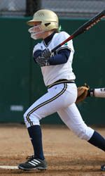 Notre Dame's softball team fell twice to conference rival Louisville on April 21.