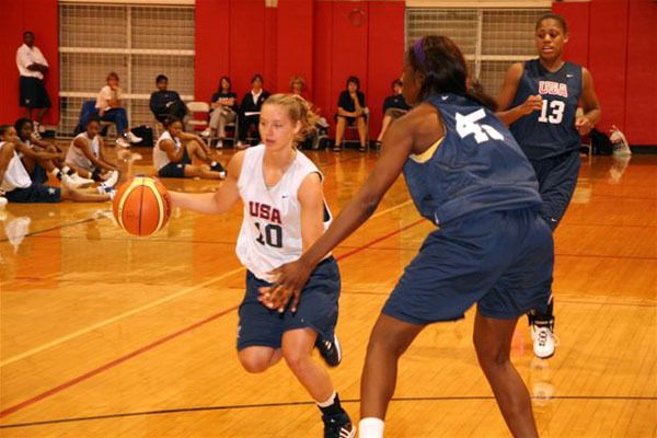 Notre Dame rising sophomore guard Melissa Lechlitner (shown here during the USA Basketball Trials in May) has been named to the 2007 USA Basketball Women's U19 World Championship Team, it was announced Sunday.