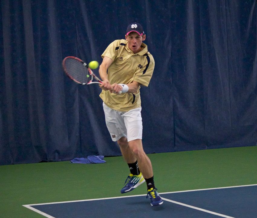 Freshman Alex Lawson earned the first singles win of his career Saturday against Western Illinois.