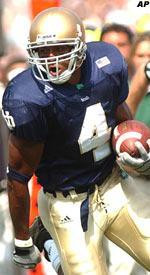 Football Position Preview – Running Backs Ryan Grant, who rushed for over 1,000 yards in his sophomore season, looks to regain that form for the Irish in 2004.