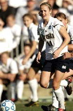 Senior Annie Schefter returns to the midfield in 2005, as the Irish look to again dominate possession while embarking on defense of their NCAA title.