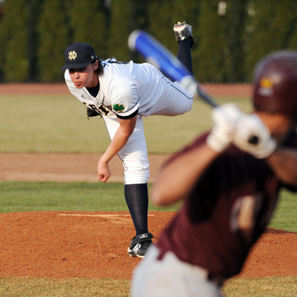 Wolverines Capitalize On Irish Miscue To Take Game One, 3-2 Senior Sam Elam struck out career-high tying nine in losing effort.