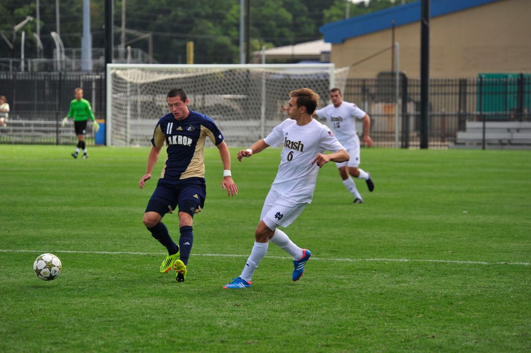 Left back Max Lachowecki and the Irish defense have notched five shutouts this season.