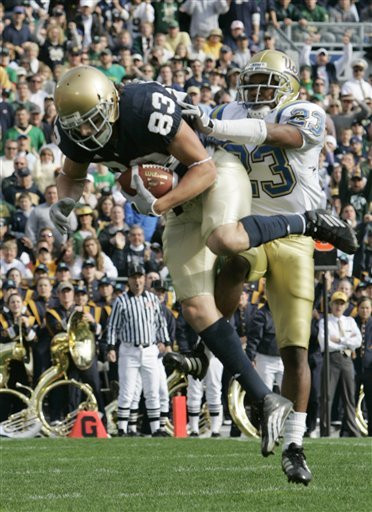 Quinn/Samardzija Pass A Nominee For The “Pontiac Game Changing Performance” Jeff Samardzija nabbed two touchdown passes against UCLA, the first is pictured here. He also caught the game-winner in the finals seconds from Brady Quinn - a play that is nominated for this week's "Pontiac Game-Changing Performance."